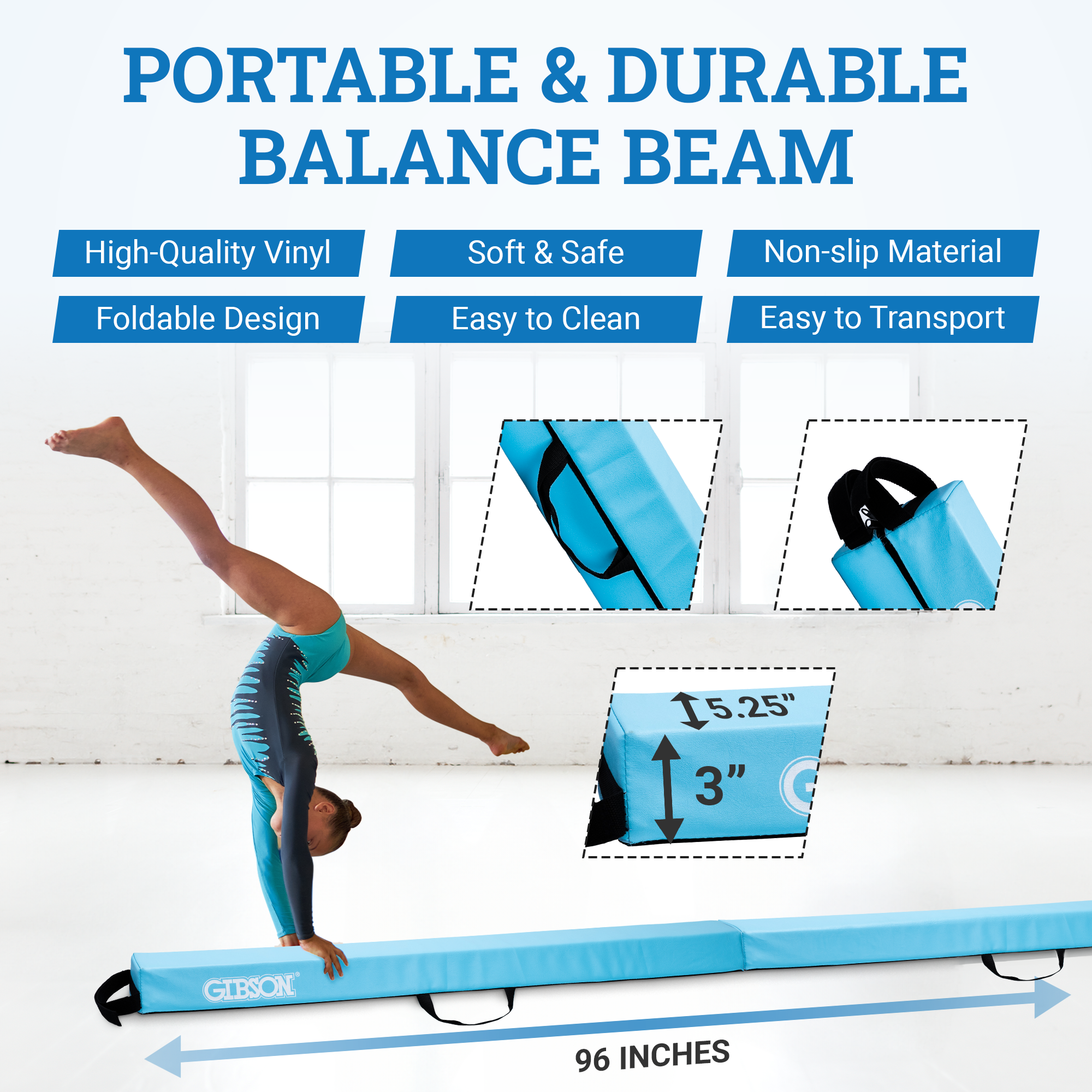 Gibson Engage Gymnastics Games – Kids Balance Beam, Tumbling Mats & Activity Spinner Playset – Screen-Free Home Fitness Fun Ages 3–10