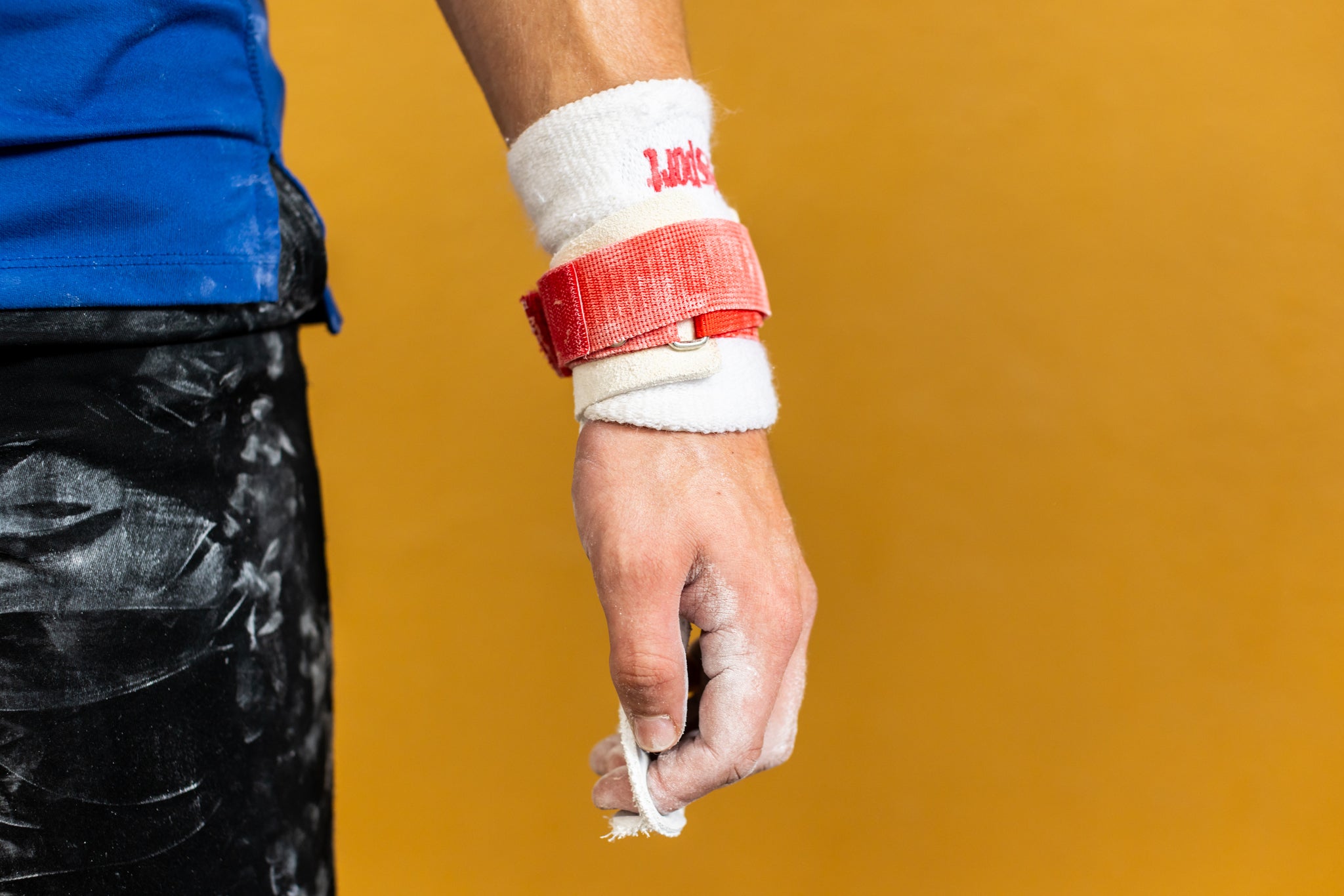 Reisport® Men's Elite Protec High Bar Grips on hand