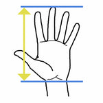measure from base of palm to tip of middle finger for Reisport Men's High Bar Grips - Double Buckle